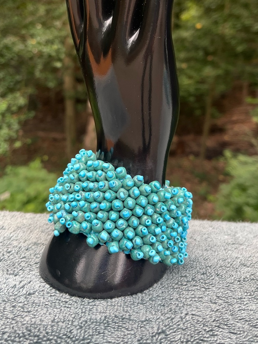 LRW Designs turquoise beaded stretch cuff bracelet